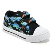 Kids Black Dinosaur Canvas Shoes