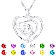 Sterling Silver Heart Necklace April